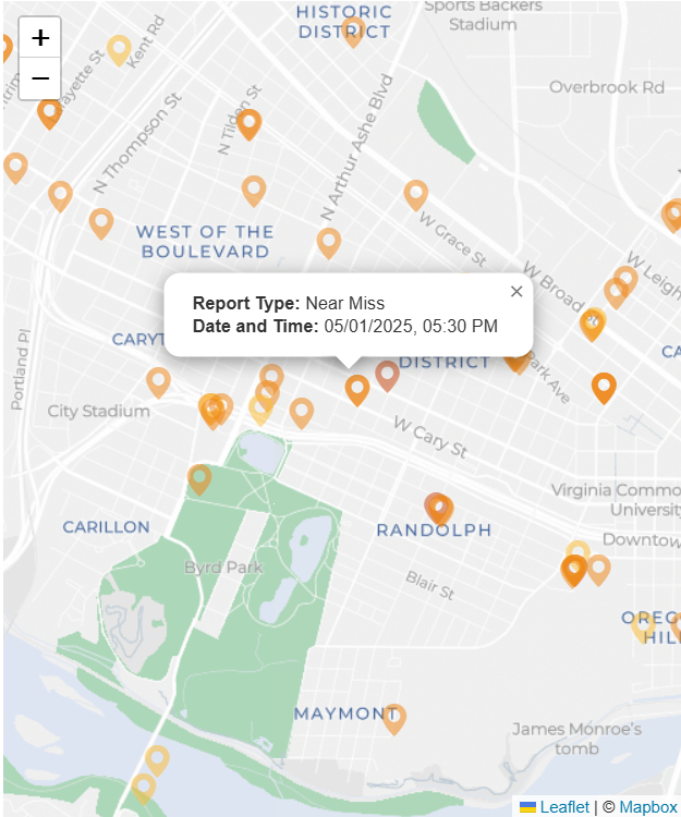 Near Miss dashboard collects data from drivers and cyclists, provides an avenue to safer roads