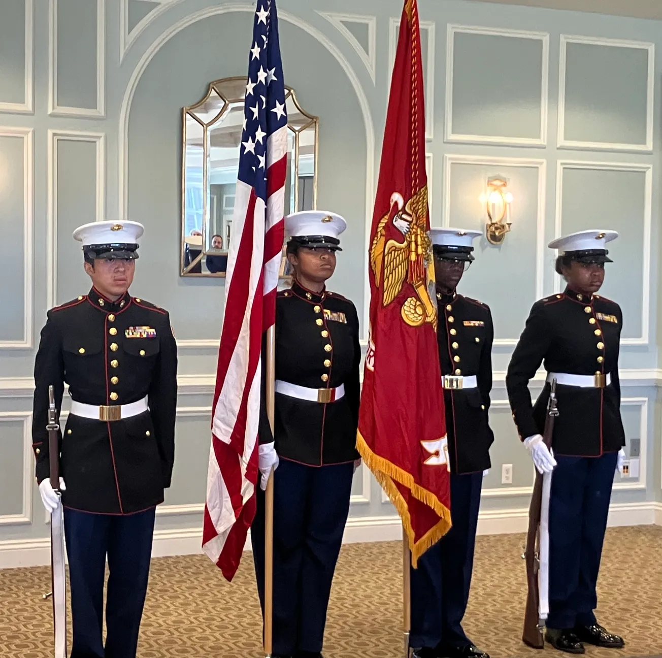 Highland Springs H.S. cadets present colors at 250th anniversary celebration