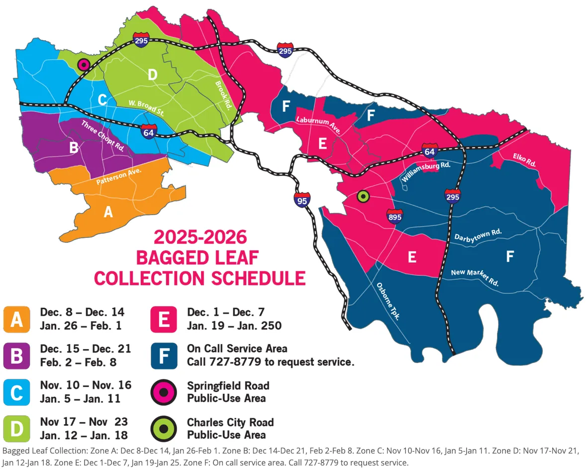 Henrico’s residential leaf-collection programs to begin in November