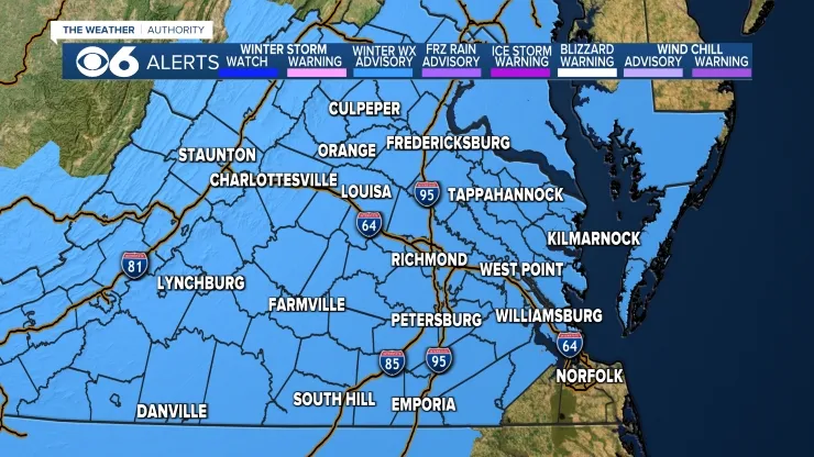 Winter Weather Advisory: Tracking snow in Virginia on Friday