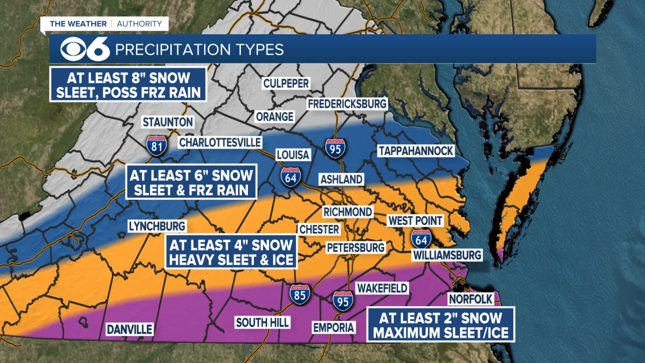 Snow into ice: Update on major winter storm expected in Virginia this weekend