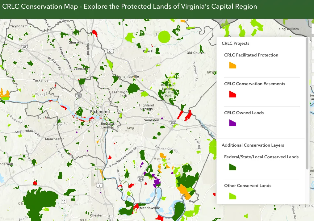 How much conserved land is there in Henrico? New interactive CRLC map shows